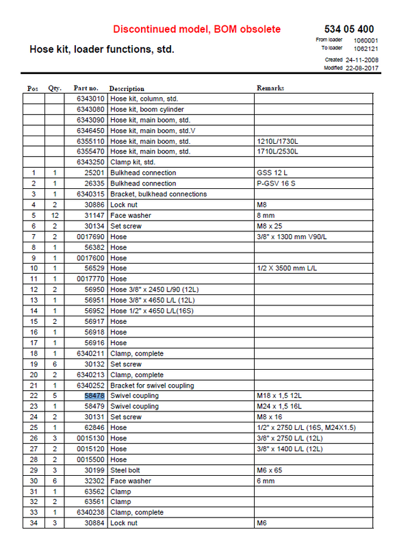 HMF Inline Swivel Coupling - 58478