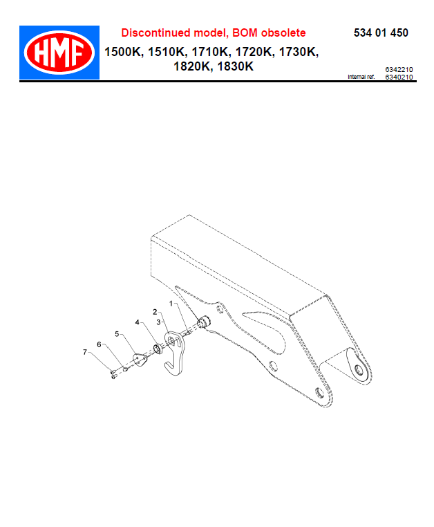 HMF Outer Boom Stowing Hook - 6340208
