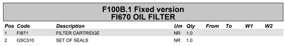 Fassi Tank Filter & Cartridge - FI670