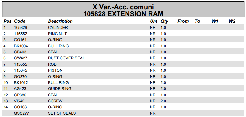Fassi Extension Cylinder Seal Kit - GSC277