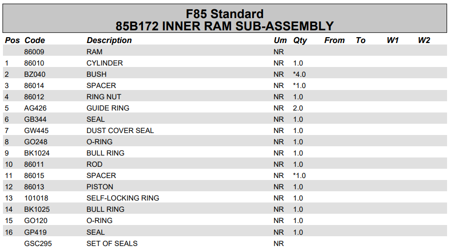 Fassi Main Boom Cylinder Seal Kit - GSC295