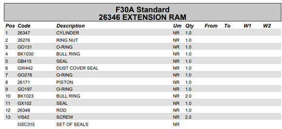 Fassi Extension Cylinder Seal Kit - GSC315