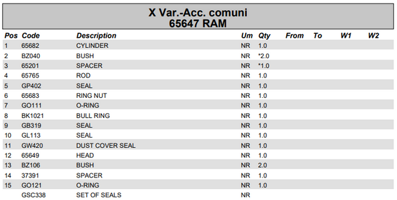 Fassi Main And Outer Boom Cylinder Seal Kit - GSC338