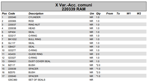 Fassi Main Boom Cylinder Seal Kit - GSC360