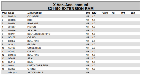 Fassi Extension Cylinder Seal Kit - GSC503