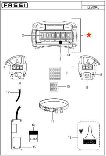Fassi Linear 6 Function Radio Remote Control - ZRC0294-2