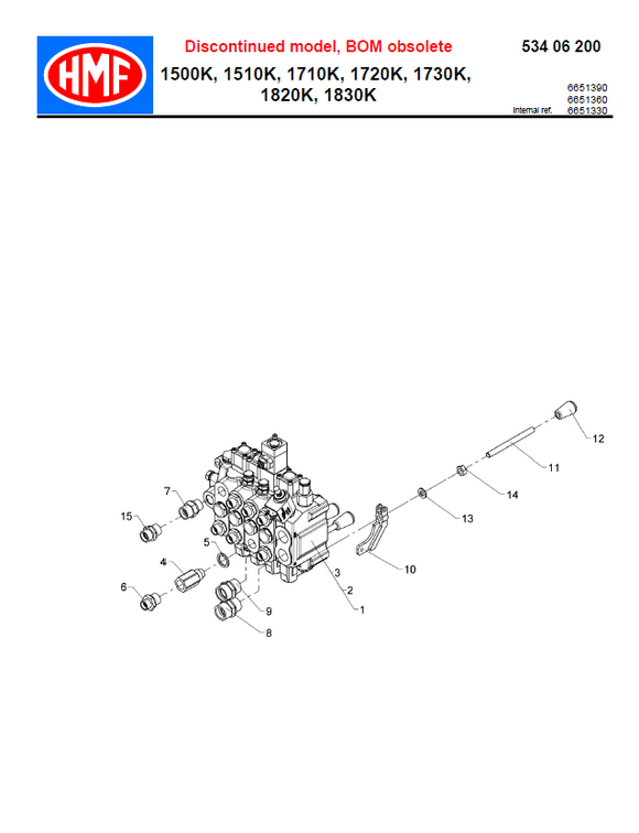 HMF Valve Bank Control Lever - 6340245