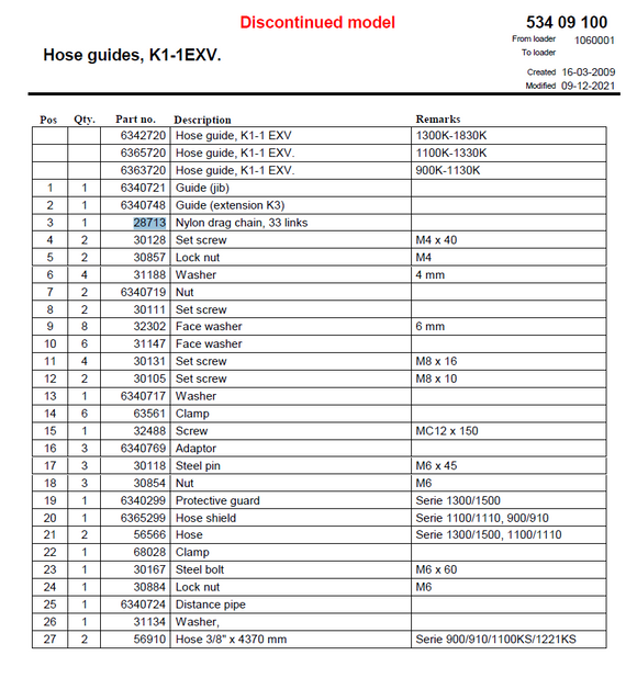 HMF Nylon Extension Energy Chain - 28713