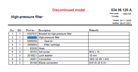 HMF High Pressure Filter Housing - 2050000